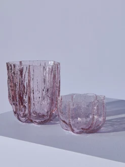 Crackle ljuslykta rosa 58mm