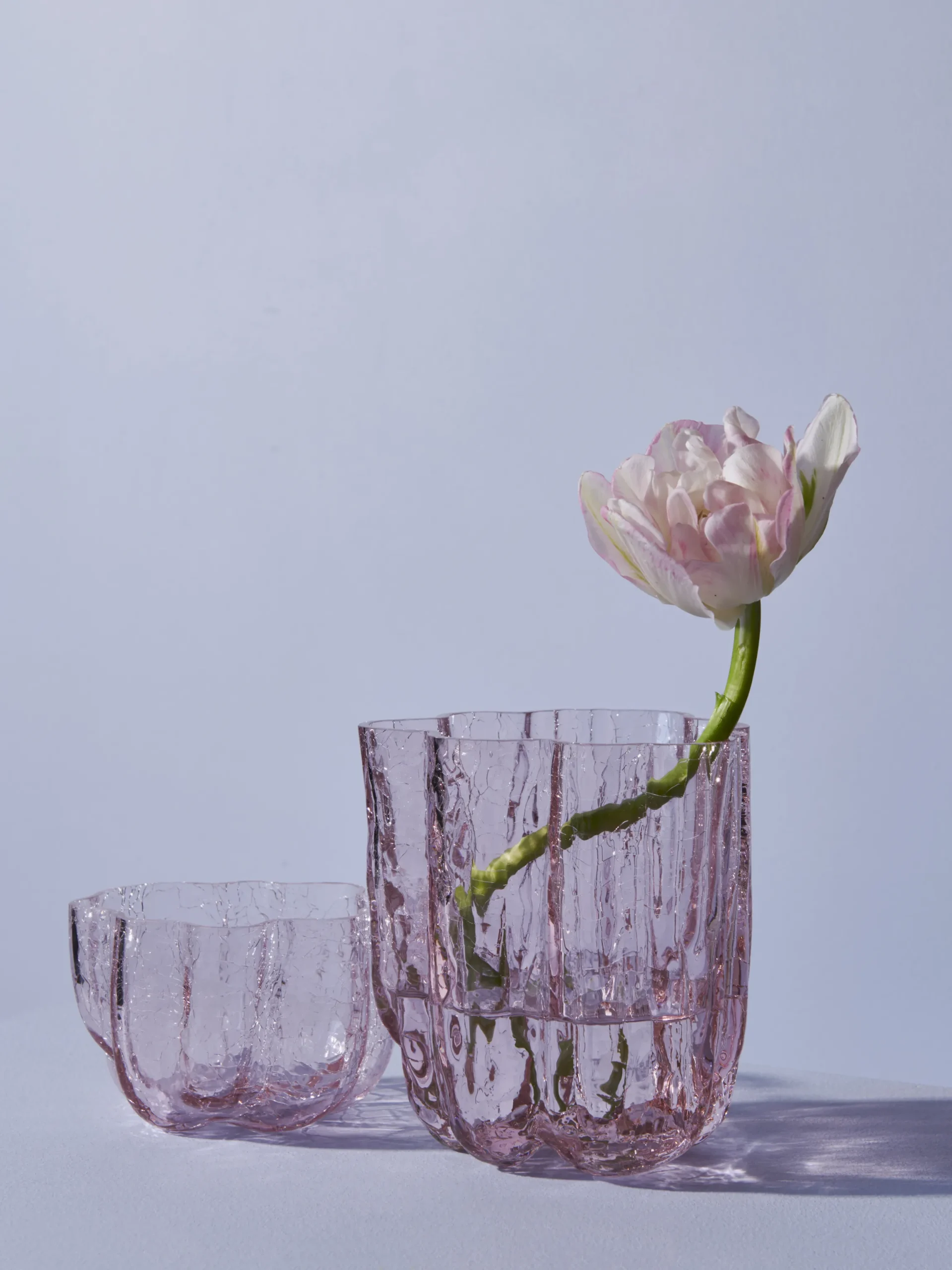 Crackle ljuslykta rosa 58mm