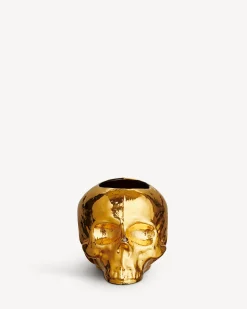 Still Life skull ljuslykta guld 85mm